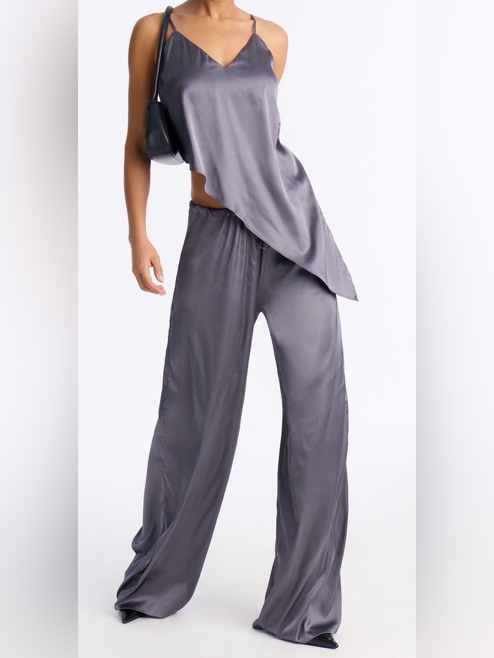 Silky Wide-Leg Lounge Pants Set